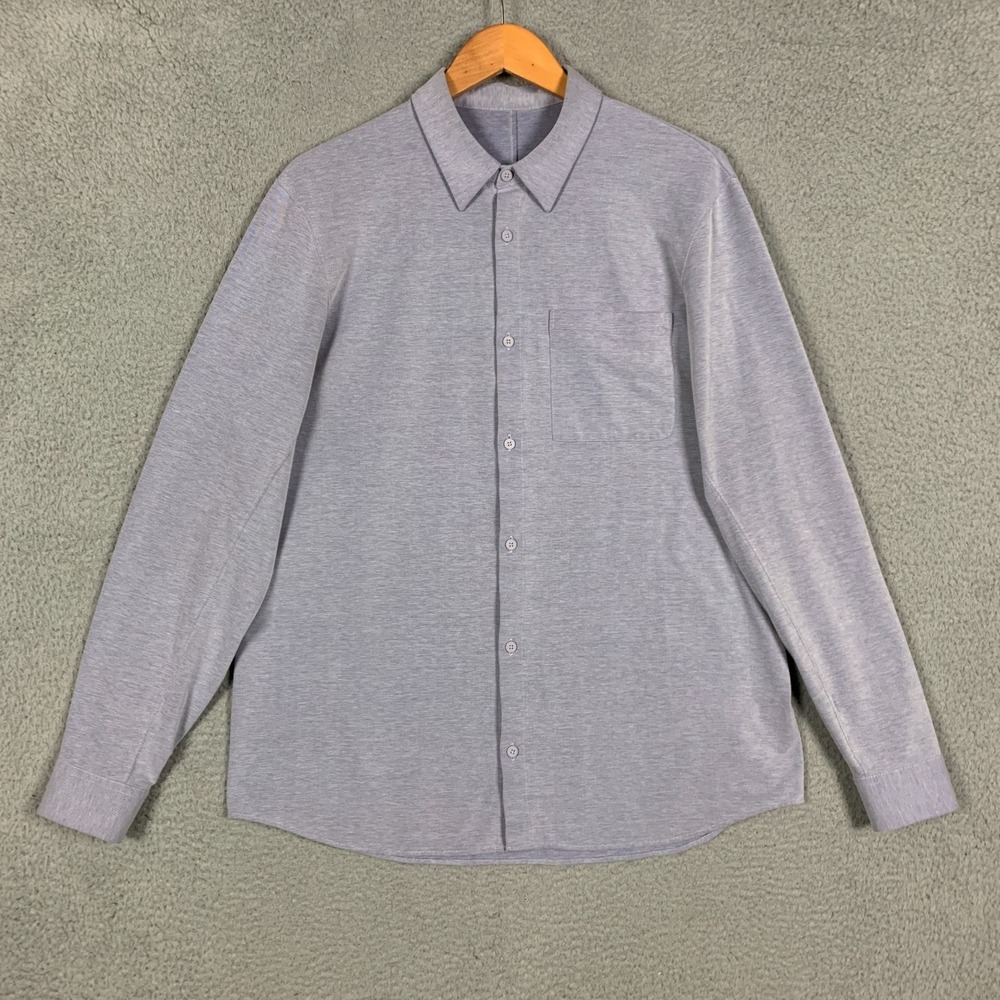 Lululemon Commission Shirt Mens XL Blue Button Up Oxford Long-Sleeve Classic Fit